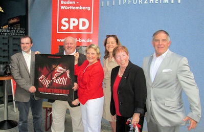 (v.l.) Timo Steinhilper, Ralf Fuhrmann, Katja Mast MdB, Monika Müller, Ellen Eberle, Henry Wiedemann
