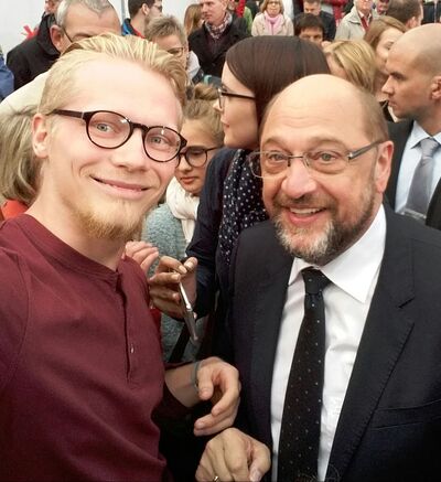 Europakandidat Paul Renner mit dem überzeugten Europäer Martin Schulz